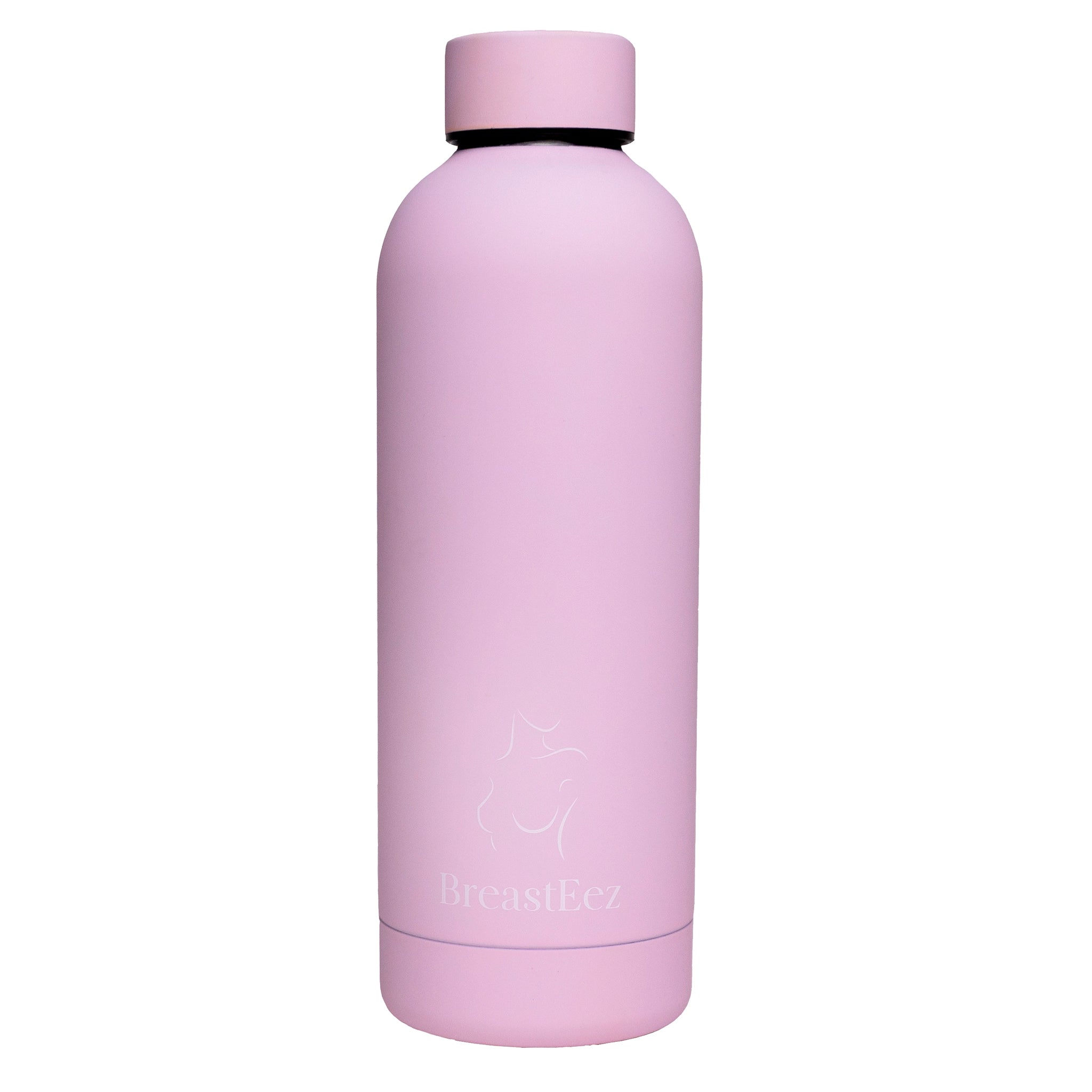 BreastEez pink double walled stainless steel secure screw top drink bottle